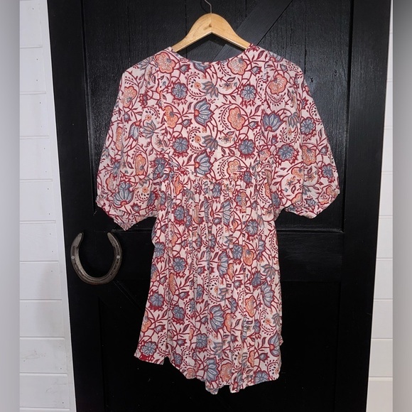 Sole by Mare Sole Amore Beautiful 100% Cotton Boho Puff Sleeve Lined Dress Sz M - Picture 9 of 12